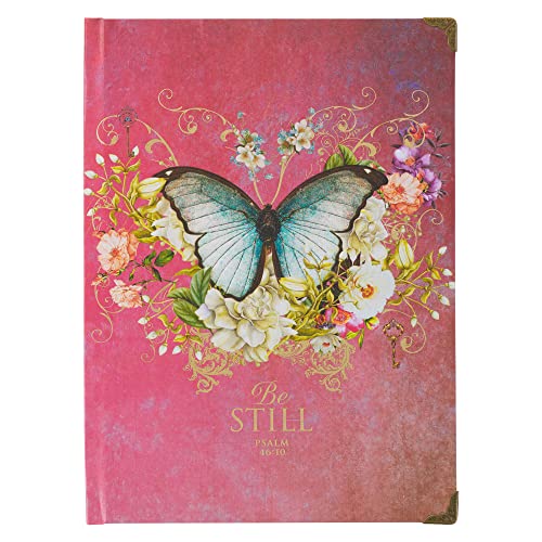 Christian Art Gifts Butterfly Journal w/Scripture Be Still Psalm 46:10 Bibelvers Road/288 linierte Seiten, großes Hardcover-Notizbuch in Rosa von Christian Art Gifts