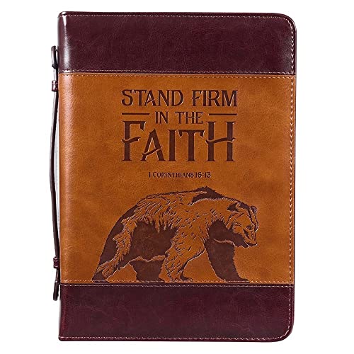 Christian Art Gifts Klassische Bibelhülle für Herren, Standfest im Glauben, Bär 1 Korinther 16:13, braunes Kunstleder, groß Christian Art Gifts Klassische Bibelhülle für Herren, Standfest im Glauben, Bär 1 Korinther 16:13, braunes Kunstleder, groß von Christian Art Gifts