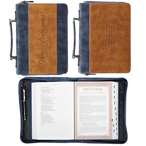 Christian Art Gifts Klassische Bibelhülle aus veganem Leder für Männer und Frauen: stark und mutig, geprägt, inspirierende Schrift, Stiftschlaufen, Lesezeichen, Taschen, Marineblau und Braun, groß Christian Art Gifts Klassische Bibelhülle aus veganem Leder für Männer und Frauen: stark und mutig, geprägt, inspirierende Schrift, Stiftschlaufen, Lesezeichen, Taschen, Marineblau und Braun, groß von Christian Art Gifts