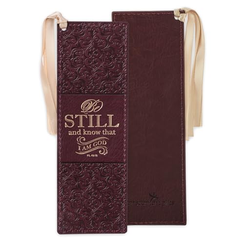 Christian Art Gifts Lesezeichen aus veganem Kunstleder für Männer und Frauen: Be Still and Know - Psalm 46:10 inspirierender Bibelvers, wärmegeprägt, auf Glauben basiertes Lesebuch-Zubehör mit Quaste, von Christian Art Gifts