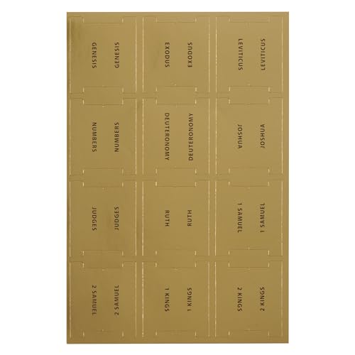 Christian Art Gifts Malbare Bibelindexier-Tabs für Damen, Herren und Kinder: selbstklebende vorgeschnittene Tabs mit mattem Finish, 66 Bibelbuchnamen, 6 Blätter zum Abziehen und Aufkleben, Goldfolie von Christian Art Gifts