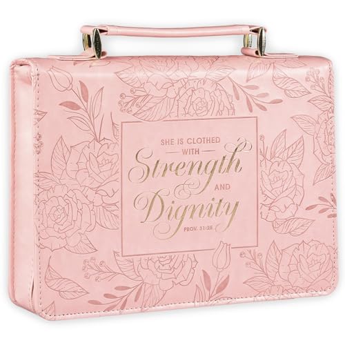 Christian Art Gifts Premium Veganes Leder Fashion Floral Bibelhülle für Frauen: Stärke & Würde – Prov. 31:25 Inspirierende Schrift Vers Tragetasche mit Taschen & Stift-Aufbewahrung, Rose Pink, Medium Christian Art Gifts Premium Veganes Leder Fashion Floral Bibelhülle für Frauen: Stärke & Würde – Prov. 31:25 Inspirierende Schrift Vers Tragetasche mit Taschen & Stift-Aufbewahrung, Rose Pink, Medium von Christian Art Gifts