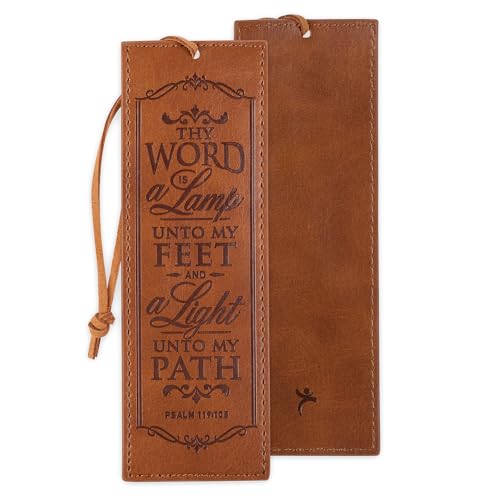 Christian Art Gifts Toffee braunes Kunstleder-Lesezeichen: Thy Word is a Lamp Unto My Feet - Psalm 119:105 inspirierender Bibelvers mit Kordel von Christian Art Gifts