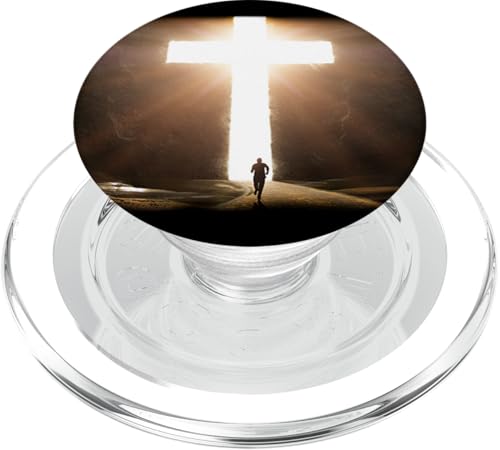 Jesus Christus Glaube Kreuz im Felsen Christian Running Men PopSockets PopGrip für MagSafe von Christian Faith & Bible Verse Inspiration