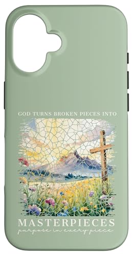 Gott macht aus zerbrochenen Teilen Meisterwerke Christlicher Glaube Hülle für iPhone 16 Gott macht aus zerbrochenen Teilen Meisterwerke Christlicher Glaube Hülle für iPhone 16 von Christian Gifts by Alexis Mae