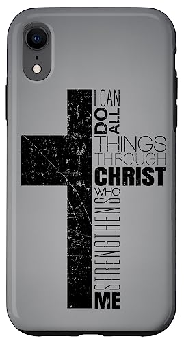 Hülle für iPhone XR Schwarzes christliches Kreuz Religiöser Bibelvers Philipper 4 13 von Christian Gifts by Alexis Mae