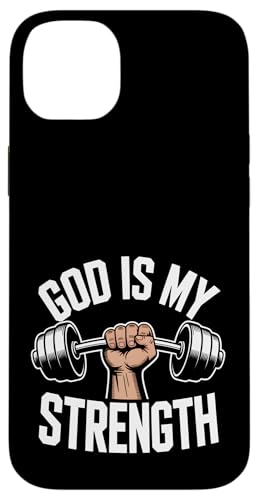God Is My Strength! Christlicher Glaube Jesus Christus Fitnessstudio Hülle für iPhone 14 Plus von Christian Jesus and God Designs for Church