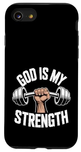 God Is My Strength! Christlicher Glaube Jesus Christus Fitnessstudio Hülle für iPhone SE (2020) / 7 / 8 von Christian Jesus and God Designs for Church