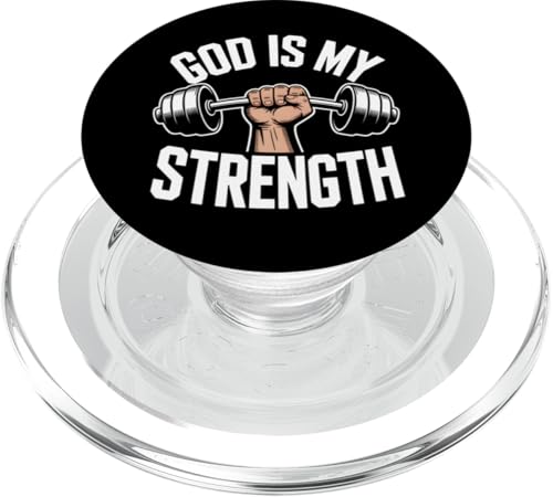 God Is My Strength! Christlicher Glaube Jesus Christus Fitnessstudio PopSockets PopGrip für MagSafe von Christian Jesus and God Designs for Church