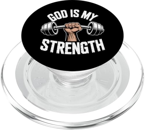 God Is My Strength! Christlicher Glaube Jesus Christus Fitnessstudio PopSockets PopGrip für MagSafe von Christian Jesus and God Designs for Church