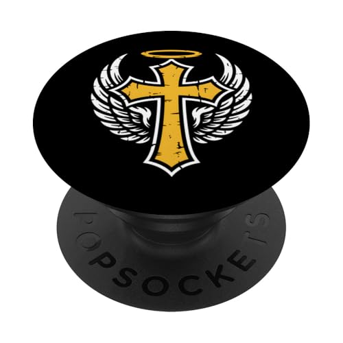 Kreuz mit Flügeln eines Engels für Christen PopSockets Klebender PopGrip von Christian Jesus and God Designs for Church