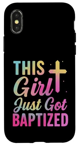 Christliche Kommunion mit Aufschrift "Taufe This Girl Just Got Baptized Christliche Kommunion" Hülle für iPhone X/XS von Christian Religious 1st Communion Outfits