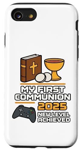 My First Communion Jungen Mädchen Gamer 1st Religious Sakrament Hülle für iPhone SE (2020) / 7 / 8 von Christian Religious 1st Communion Outfits