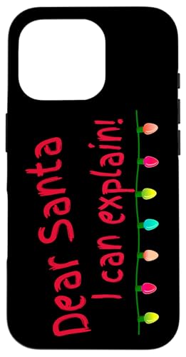 Hülle für iPhone 16 Pro Weihnachtsbeleuchtung Lieber Weihnachtsmann, ich kann lustige Weihnachten erklären von Christmas Humor Fun Holiday Gifts Kanig Designs