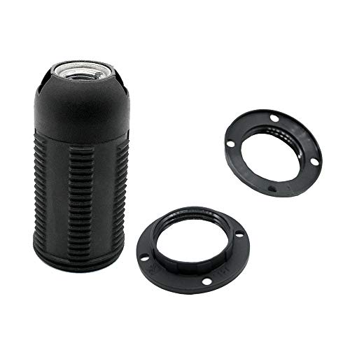 SET E14 Fassung schwarz Gewindemantel + 2x Schraubring, Rastkappe mit Gewinde M10x1 Thermoplast Schraubfassung für Glühlampe und LED SET E14 Fassung schwarz Gewindemantel + 2x Schraubring, Rastkappe mit Gewinde M10x1 Thermoplast Schraubfassung für Glühlampe und LED von Christoph Palme Leuchten