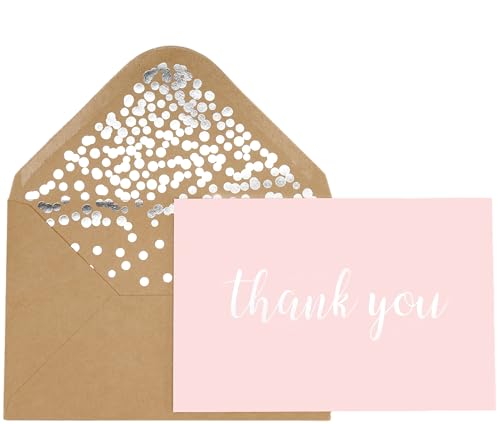CHRIZ.Z Dankeskarten, blanko, mattes Finish, mit foliertem Dankeschön, bedruckt mit 52 Konfetti-Design, Kraftumschläge, 10,2 x 15,2 cm, für Brautparty, Babyparty, Geburtstagsparty, Rosa, 50 Stück CHRIZ.Z Dankeskarten, blanko, mattes Finish, mit foliertem Dankeschön, bedruckt mit 52 Konfetti-Design, Kraftumschläge, 10,2 x 15,2 cm, für Brautparty, Babyparty, Geburtstagsparty, Rosa, 50 Stück von Chriz.Z