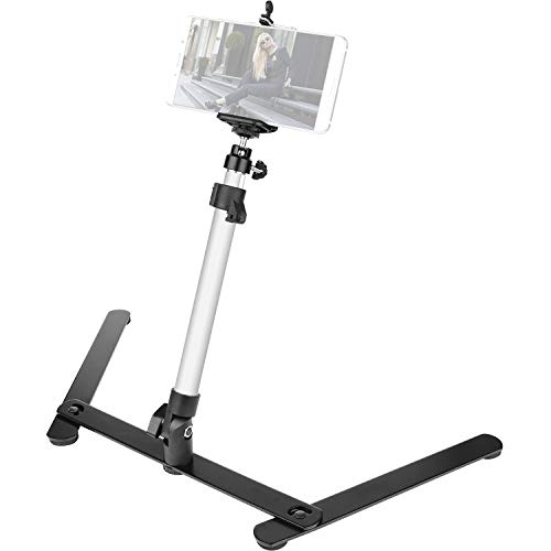 ChromLives Kalligraphie Videoständer mit Handy Klammer Handy Stativ Adapter Fotokopierständer aus Aluminium Overhead Halterung für Backen Basteln Demo Zeichnen Skizzieren Aufzeichnung Live-Streaming von ChromLives