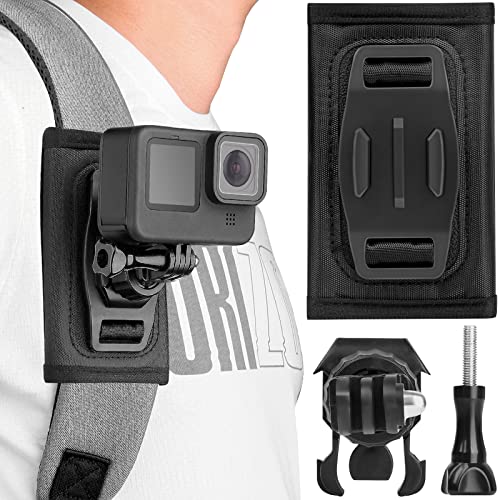 ChromLives Rucksack Schultergurt Halterung Kompatibel mit GoPro Hero 11/10/9/8/7/6/Mini DJI OSMO Action Insta360 Kamera Rucksackhalterung 360 Grad Drehbar mit Verstellbarem Schulterpolster und J-Haken von ChromLives