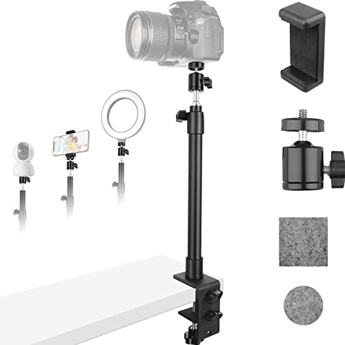 Kamera Tischhalterung DSLR Licht Stativ35-60 cm Tischstativ Einstellbar mit Phone Holder 360°Kugelkopf Licht Einbeinstativ Klemmstativ für Fotografie Streaming Video Aufnahme von ChromLives