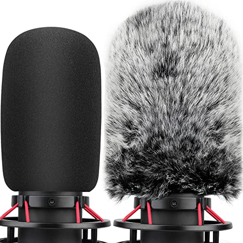 Pop-Filter für Hyperx Quadcast s Mikrofon-Schaumstoffabdeckung + pelziger Windsack kompatibel mit Hyperx Quadcast s Mikrofon Windschutzscheibenabdeckung für den Innen- und Außenbereich, Kombi 2 Pcs von ChromLives