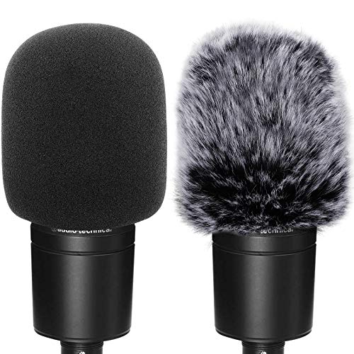 Popschutz Pop-Filter aus Schaumstoff und Pelzige Pop Schutz Mikrofon Windschutz Große Windschutzscheibe Kompatibel mit Audio Technica At2020 At2035 At2500 At2050 At4040 2 Stück von ChromLives