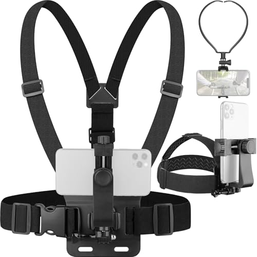 Telefon-Gurt-Halterungs Kit,Telefon-Brustgurt-Halterung+Telefon-Kopfhalterung+Telefon-Nackenhalterung 3-in-1 freihändiger Kompatibel mit GoPro Handy Action Camera Chest Mount Telefon-Gurt-Halterungs Kit,Telefon-Brustgurt-Halterung+Telefon-Kopfhalterung+Telefon-Nackenhalterung 3-in-1 freihändiger Kompatibel mit GoPro Handy Action Camera Chest Mount von ChromLives
