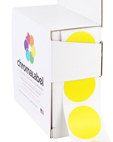 ChromaLabel - Klebepunkte zur Kennzeichnung - versehen mit Permanentkleber - farbig - 2,5 cm (1“) Durchmesser - 1000 Stück pro Spenderbox - Gelb von ChromaLabel