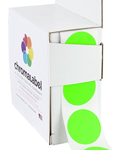 ChromaLabel - Klebepunkte zur Kennzeichnung - versehen mit Permanentkleber - farbig - 2,5 cm (1“) Durchmesser - 1000 Stück pro Spenderbox - Neongrün von ChromaLabel