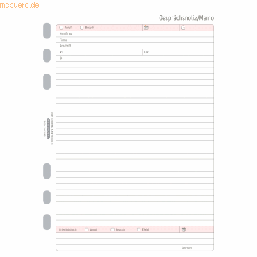 Chronoplan Gesprächsnotiz A5 VE=40 Blatt weiß von Chronoplan
