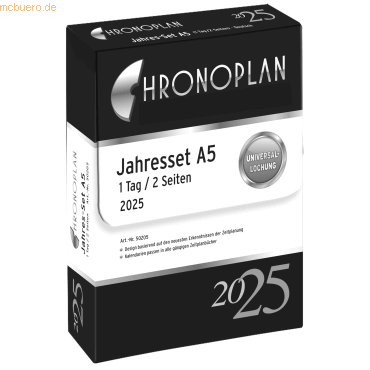 Chronoplan Jahres-Set A5 Kalendarium 2025 Anordnung in Spalten A5 weiß von Chronoplan