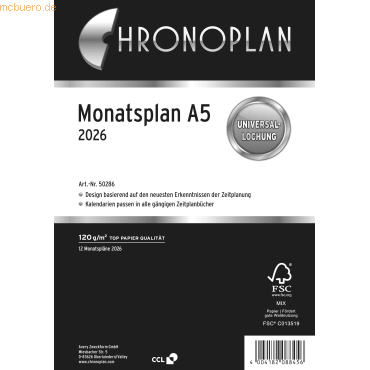 Chronoplan Monatsplan A5 Kalendarium 2026 Chronoplan Monatsplan A5 Kalendarium 2026 von Chronoplan