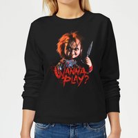 Chucky Wanna Play? Damen Weihnachtspullover – Schwarz - 3XL von Chucky