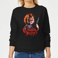 Chucky Wanna Play? Damen Weihnachtspullover – Schwarz - M von Chucky