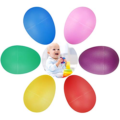 24 Stück Eier Maracas Eier Shaker Set Rasseleier Rhythmus aus Kunststoff für Baby Kleinkinder Osterpartygeschenke Musikinstrument Egg Shaker 6 Farbe von Chudian