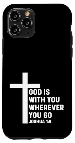 Hülle für iPhone 11 Pro von Church Bible Verses for Pastor Clergy Priest by RJ: Case, Polycarbonat und Thermoplastisches Polyurethan, Stoßdämpfend, Kreuz, Joshua 1:9 von Church Bible Verses for Pastor Clergy Priest by RJ