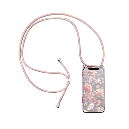 Handykette Handyhülle für Google Pixel 3A mit Band - Transparent Handy-Kette Handy Hülle mit Kordel zum Umhängen Handyanhänger Halsband Lanyard Case (Rotgold, for Google Pixel 3A) von Chyinsist
