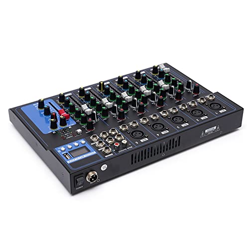 Digitaler Audio Mixer Bluetooth Audio Mixer 7 Kanal Live Studio, Usb Verbindung Sound DJ Console Amplifier, Sound Mixing Console Bluetooth Mischpult Musikmischpult Konsole Mixing VerstäRker (7) von Chynalys