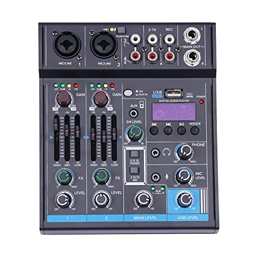 Professioneller Audiomixer Soundboard, Audio-Interface-Streaming-Mixer, Tragbares Kanal Digital USB Bluetooth Mischpult mit 3 Leistungsmodi, präzise Gesangsanpassung für Live-Streaming, PC (4) von Chynalys