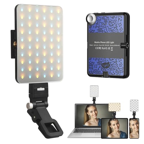 Ci-Fotto LED Foto Videoleuchte, Selfie-Licht für Telefon iPhone Android Huawei iPad Kamera Laptop, CRI 95+ Bi-Color Wiederaufladbare Dauerlicht für Makeup, TikTok, Vlog, Videokonferenz, Live Stream von Ci-Fotto
