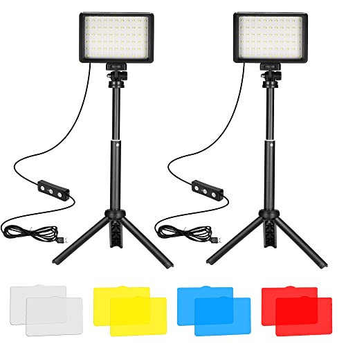 Ci-Fotto LED Video Licht 2-Pack die Fotografie, Dimmbare 5600K USB LED-Videoleuchte Ministativ und Farbfiltern für Fotostudios, Farbfiltern für Kleinwinkelaufnahmen, Videoaufzeichnung, Game-Streaming von Ci-Fotto