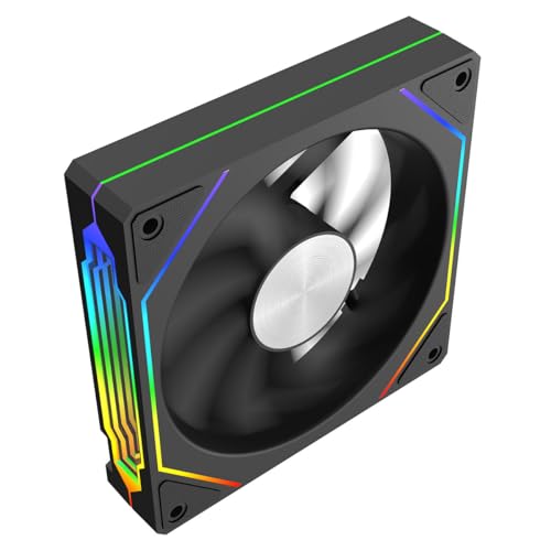 CiT Eclipse PC-Gehäuselüfter, 120 mm, schwarz, mit Aluminium-Medaillon in der Mitte, zweiseitiger Infinity-Spiegel, PC-PWM-Lüfter mit 800–1600 U/min & ARGB 5 V 3-poliger Aura Sync von CiT