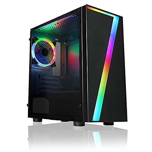 CiT Seven MATX RGB PC Gaming-Gehäuse, Micro-ATX und Mini-ITX-Unterstützung | Schwarz von CiT