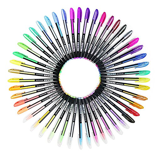 Ciaoed 48 Stück Glitzer Gelschreiber Gelstifte Multicolor Gel Stift Set Färbungsbücher Zeichnung Malbücher(12 Metallisch + 12 Glitzer + 12 Neon + 12 Wasserkreide) von Ciaoed