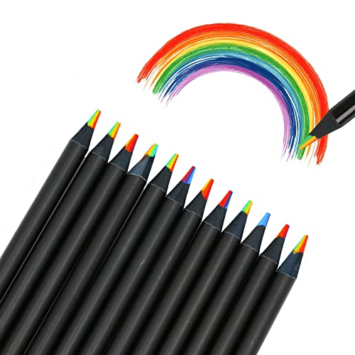 CiciIng 12 Stücke Regenbogenstift, Regenbogen Buntstifte, 7 in 1 Farbstifte für Erwachsene, Mehrfarbige Bleistifte für Kunst, Zeichnen, Färben, Skizzieren von CiciIng