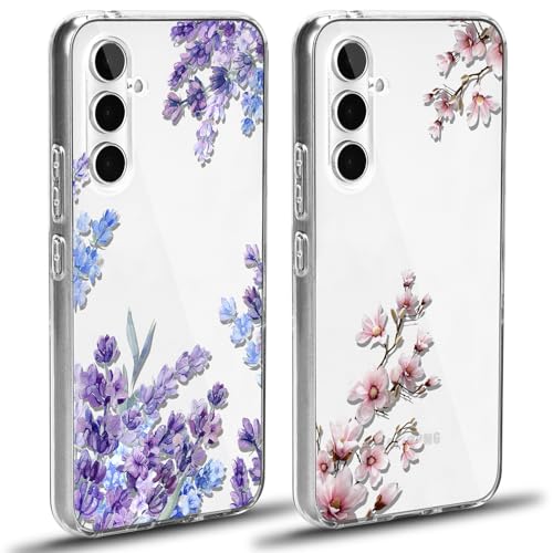 Ciciber Ttusy 2 Stück Hülle für Samsung Galaxy A15, Transparent Handyhülle mit Muster Blumen Case Stoßfest Dünn Aesthetic Frauen Mädchen Weich Silikon Klar TPU Schutzhülle für Samsung A15 5G/4G von Ciciber Ttusy