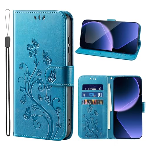 Ciciber Ttusy Handyhülle für Samsung Galaxy S23 Ultra Hülle Premium PU Leder, Klappbar Schutzhülle Flip Wallet Case stoßfest Tasche mit Kartenfach Klapphülle Motiv, Blau von Ciciber Ttusy