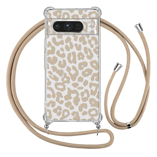 Ciciber Ttusy Handykette Hülle für Google Pixel 8 Pro mit Band, Durchsichtig Muster Leopard Case Stoßfest Weiches Schutzhülle mit Kordel zum Umhängen Necklace HandyHülle für Google Pixel 8 Pro, 06 von Ciciber Ttusy
