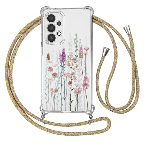 Ciciber Ttusy Handykette Hülle für Samsung Galaxy A33 5G mit Band, Durchsichtig Muster Blumen Case Weiches Silikon Schutzhülle mit Kordel zum Umhängen Necklace HandyHülle für Samsung A33, 02 von Ciciber Ttusy
