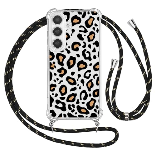 Ciciber Ttusy Handykette Hülle für Samsung Galaxy A54 5G mit Band, Durchsichtig Muster Leopard Case Weiches Silikon Schutzhülle mit Kordel zum Umhängen Necklace HandyHülle für Samsung A54, 07 von Ciciber Ttusy