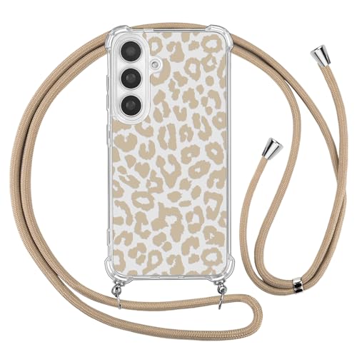 Ciciber Ttusy Handykette Hülle für Samsung Galaxy S24 Plus mit Band, Durchsichtig Muster Leopard Case Weiches Silikon Schutzhülle mit Kordel zum Umhängen Necklace HandyHülle für Samsung S24 Plus, 06 von Ciciber Ttusy